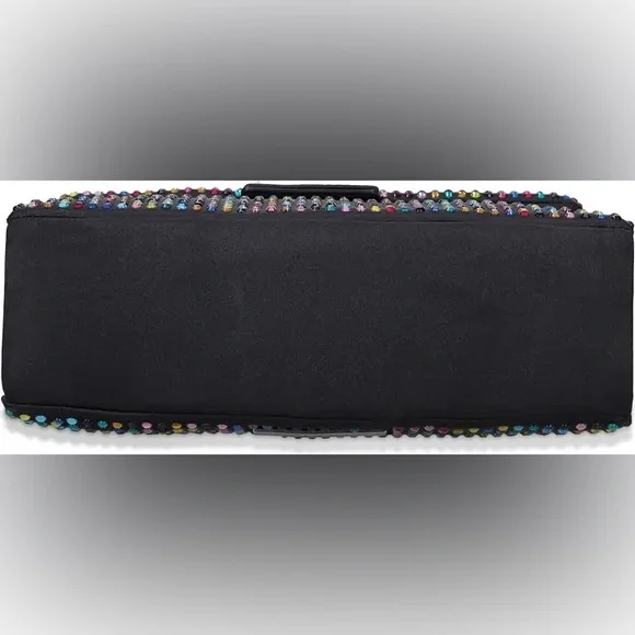 Kurt Geiger London Black Fabric Multicolor Rhinestone Medium Crossbody Bag - Picture 8 of 10